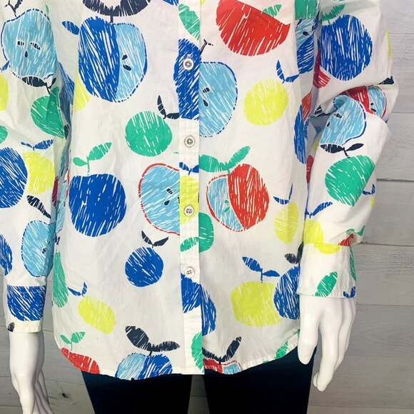 Talbots Womens Shirt Apple Multicolor Roll Tab Sleeve Button Up Petite Size Sp - Picture 6 of 13